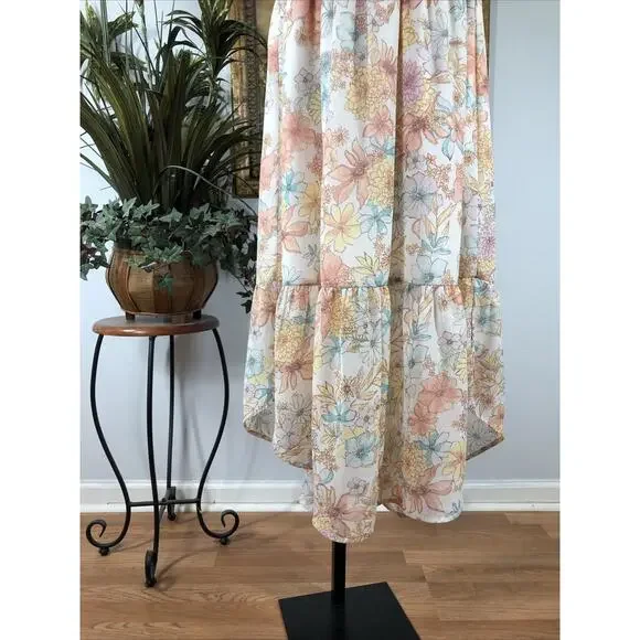 Maurices Women’s Maxi Sundress Size M Floral Halter Neck Boho Vacation Dress - Picture 3 of 10